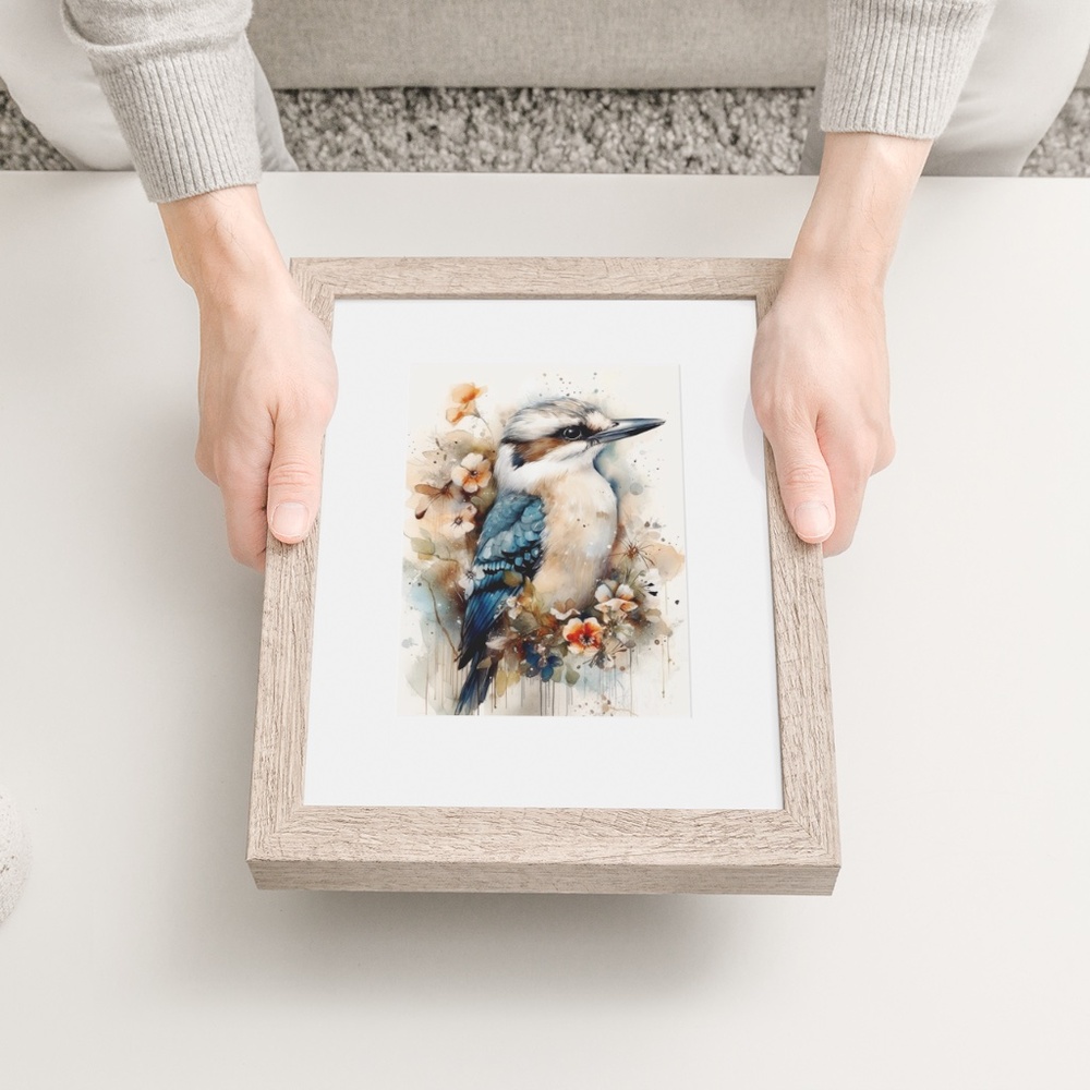 Watercolor Kookaburra Bird Portrait Wall Art Illustration Print Unframed - Picture 6 of 9